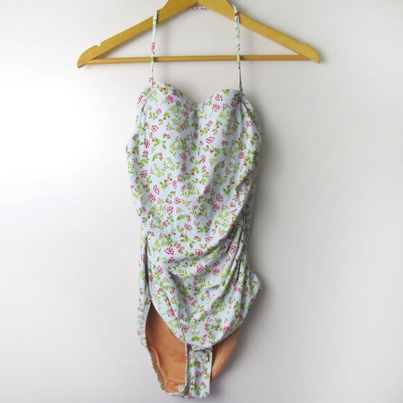 J.Crew Ruched Bandeau One-Piece in Cloud Meadow Floral Size 6 - Picture 4 of 9